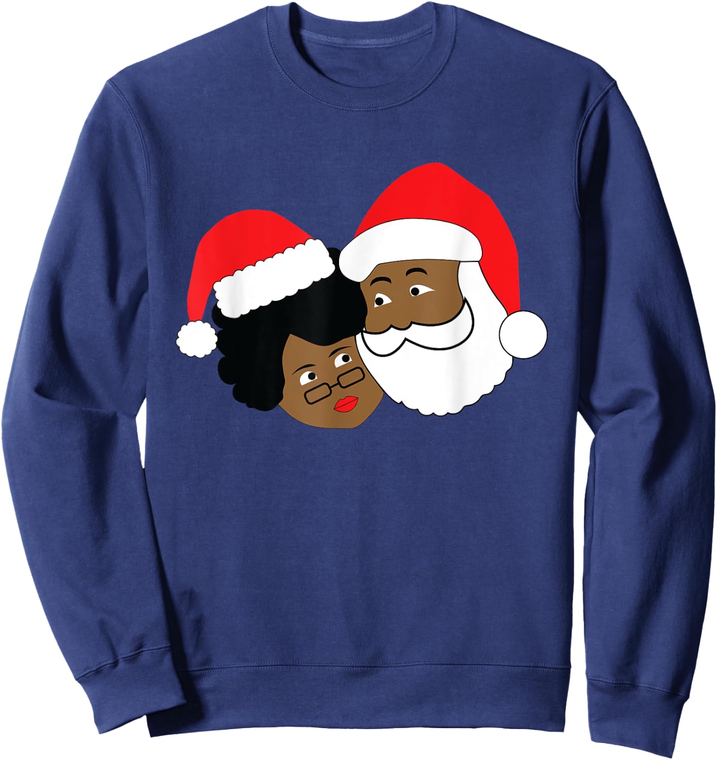 Black Loving Santa Claus and Mrs. Claus Ethnic Christmas Sweatshirt - Sweatshirt | Navy