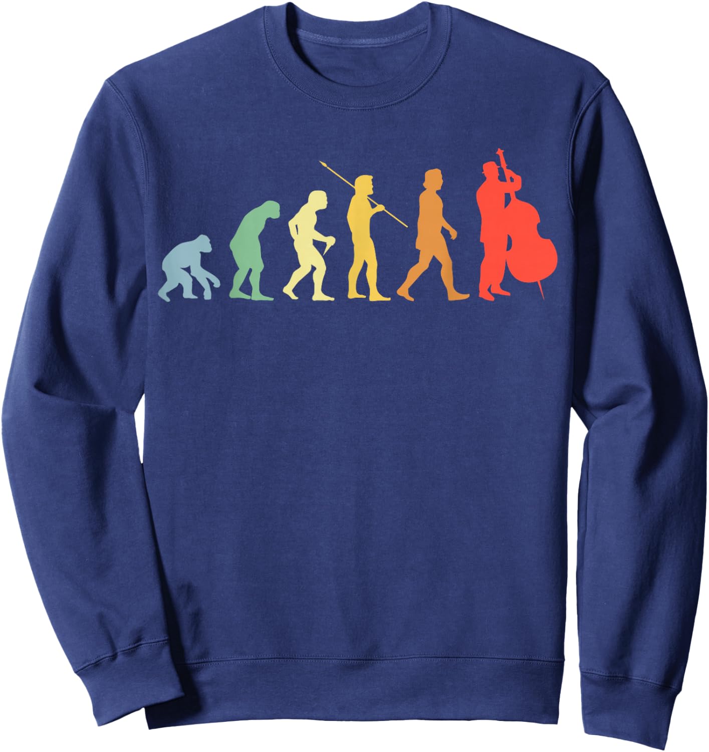 Double Bass Evolution Retro Chello Double Bass Player Sweatshirt - Sweatshirt | Navy