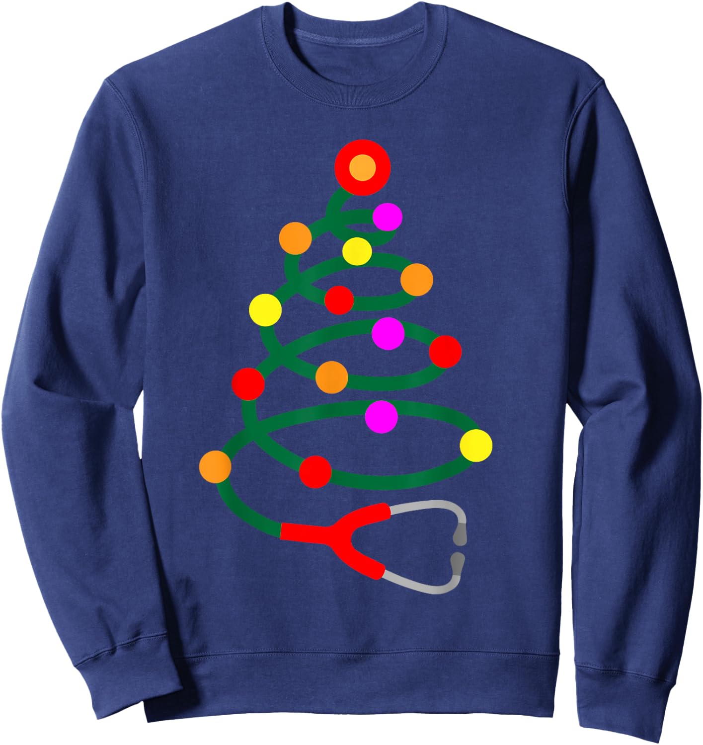 Nurse Christmas Tree Stethoscope Nurses Xmas Scrub Top Sweatshirt - Sweatshirt | Navy