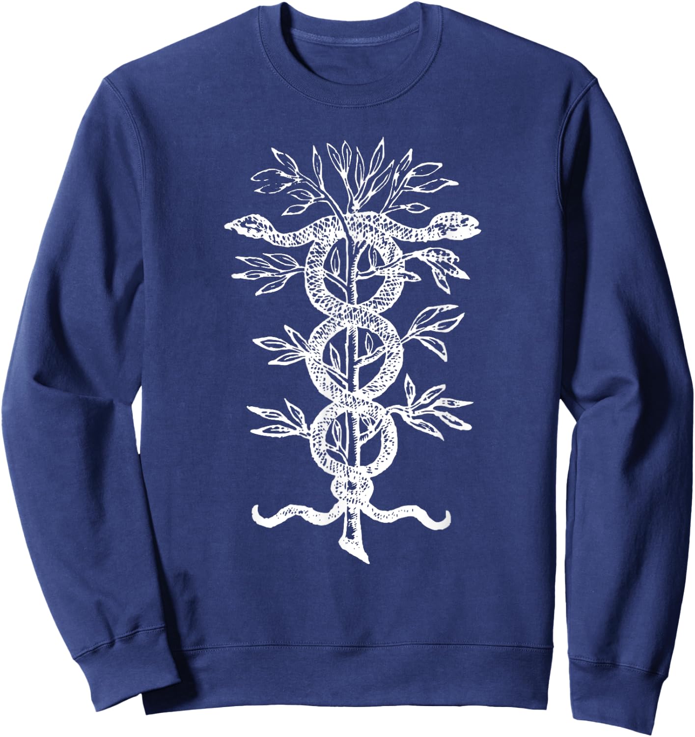 Snakes on Branch occult Magic Symbol Vintage Emblem Magick Sweatshirt - Sweatshirt | Navy