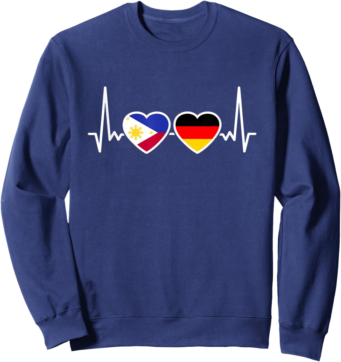 Philippines Germany Heartbeat Flag German Filipino , black Sweatshirt - Sweatshirt | Navy