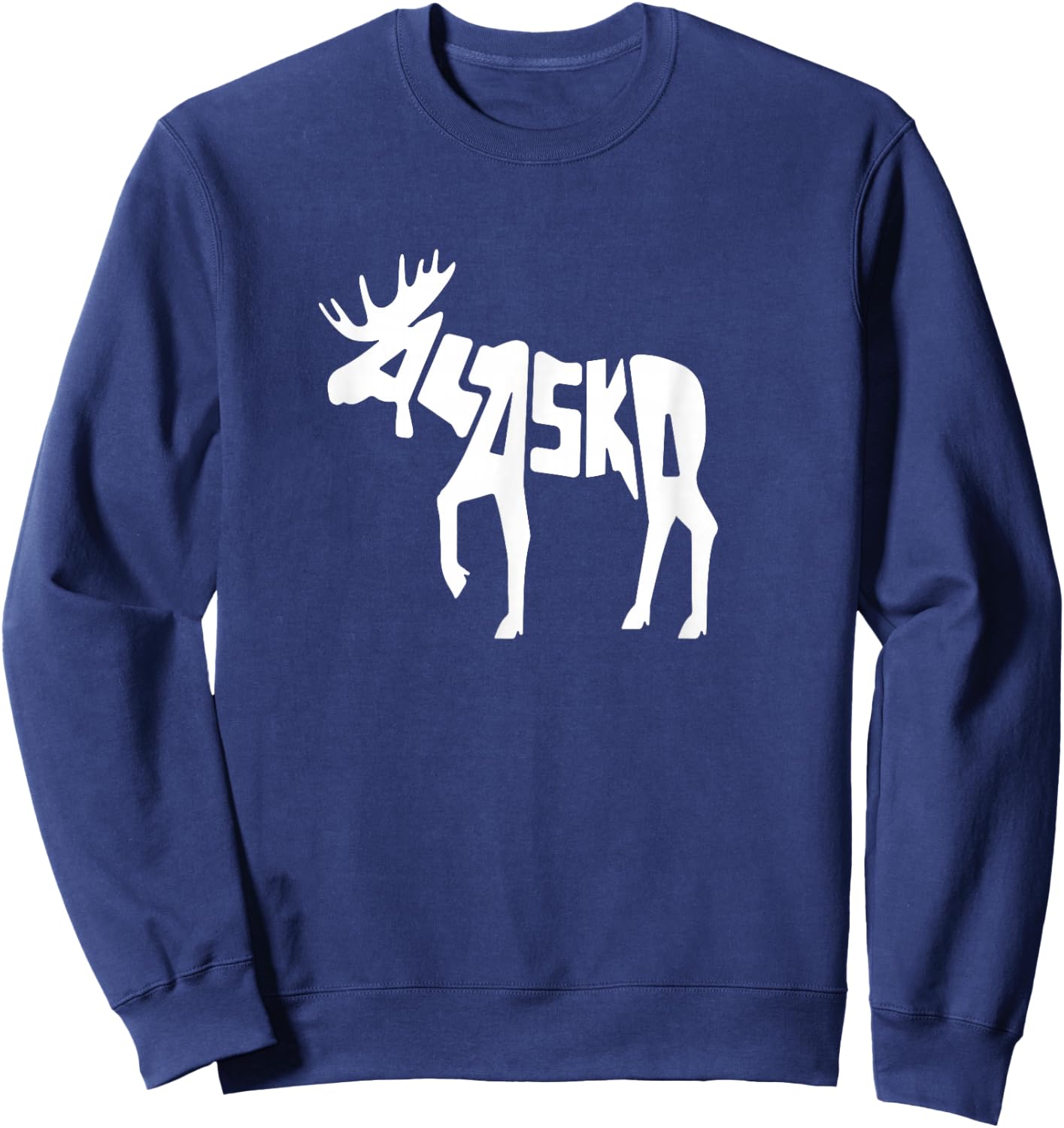 Alaska Moose Word Art - Funny Animal Sweatshirt - Sweatshirt | Navy