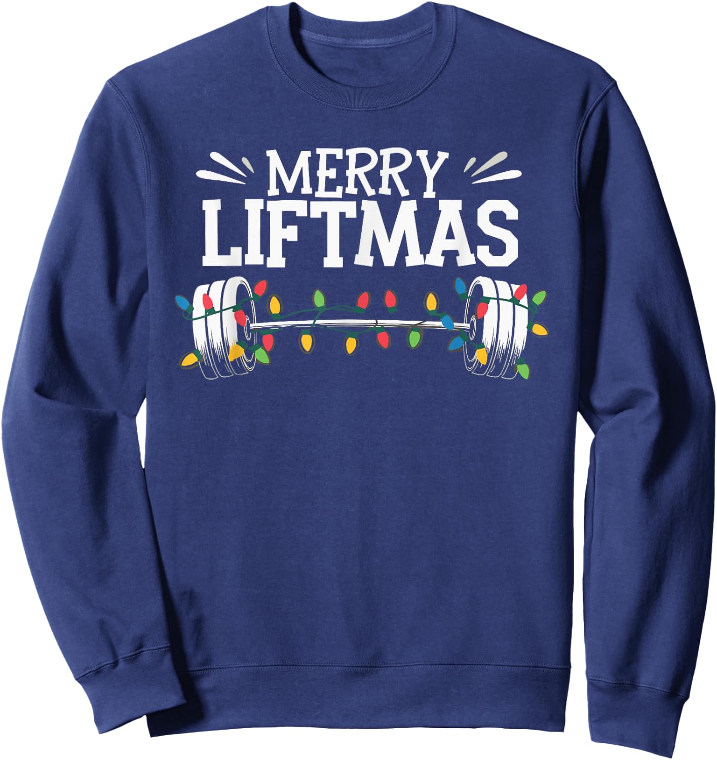 Merry Liftmas Weightlifter Fitness Sweatshirt - Sweatshirt | Navy