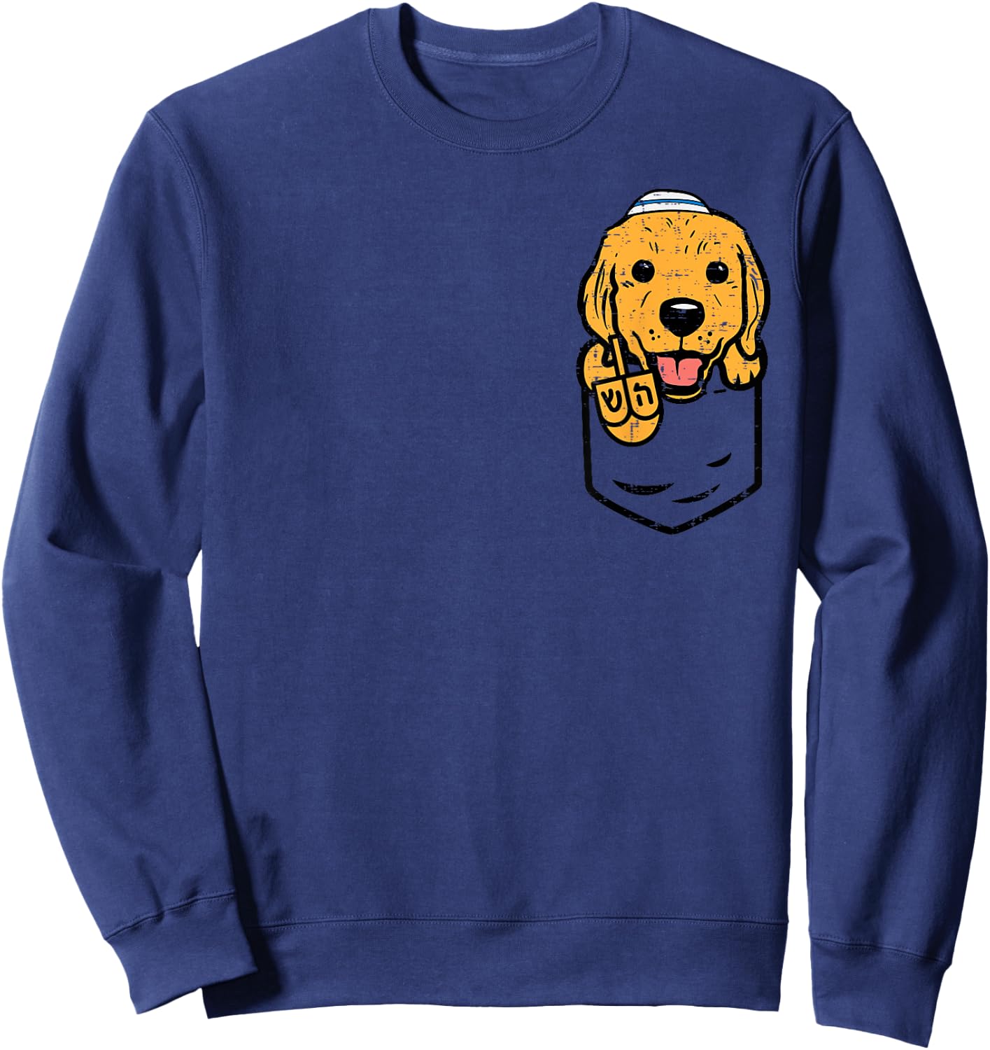 Pocket Golden Retriever Dog Hanukkah Pajamas Chanukah PJs Sweatshirt - Sweatshirt | Navy