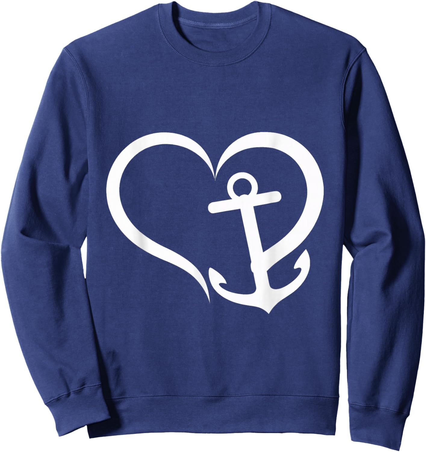 Heart Anchor Love Nautical Ocean Boating Sailing Sweatshirt - Sweatshirt | Navy