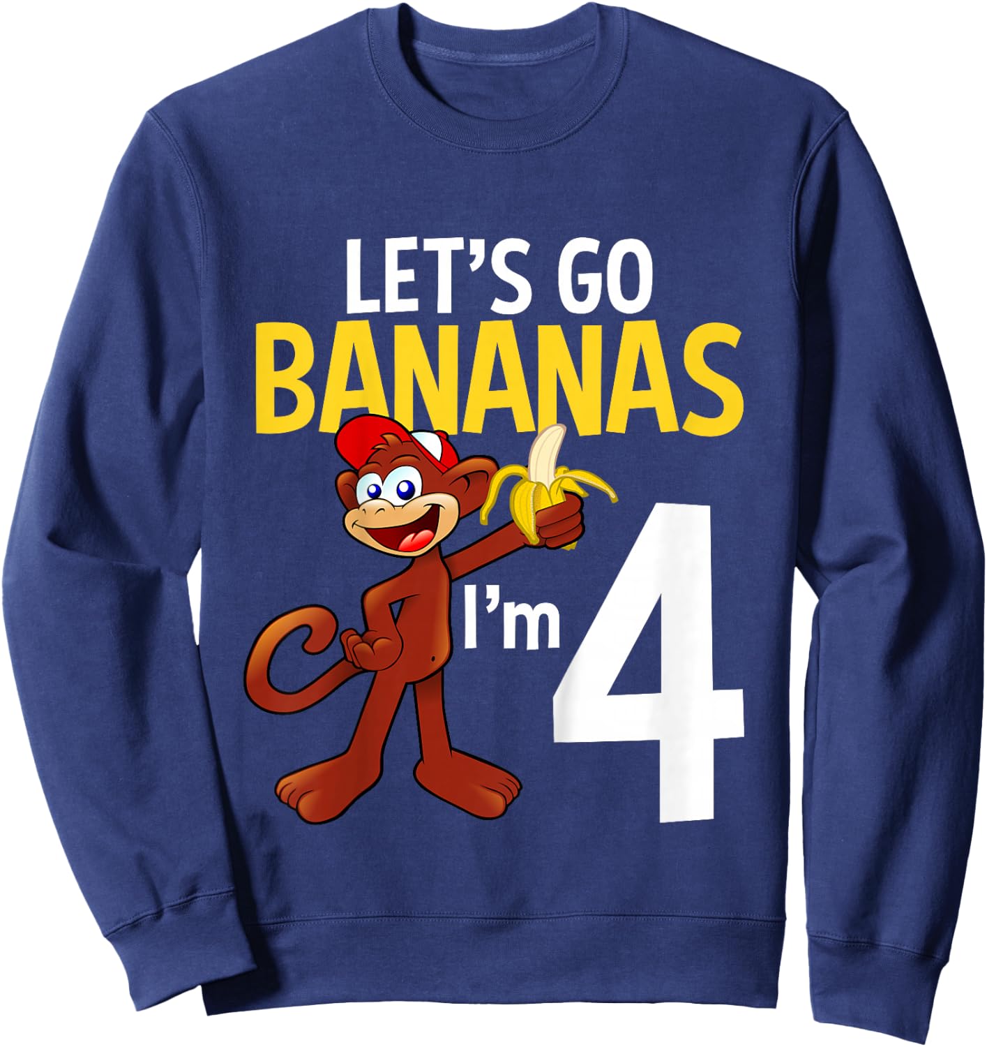 4 Year Old Monkey Birthday Party Zoo Animal Theme 4th Gift Sweatshirt - Sweatshirt | Navy