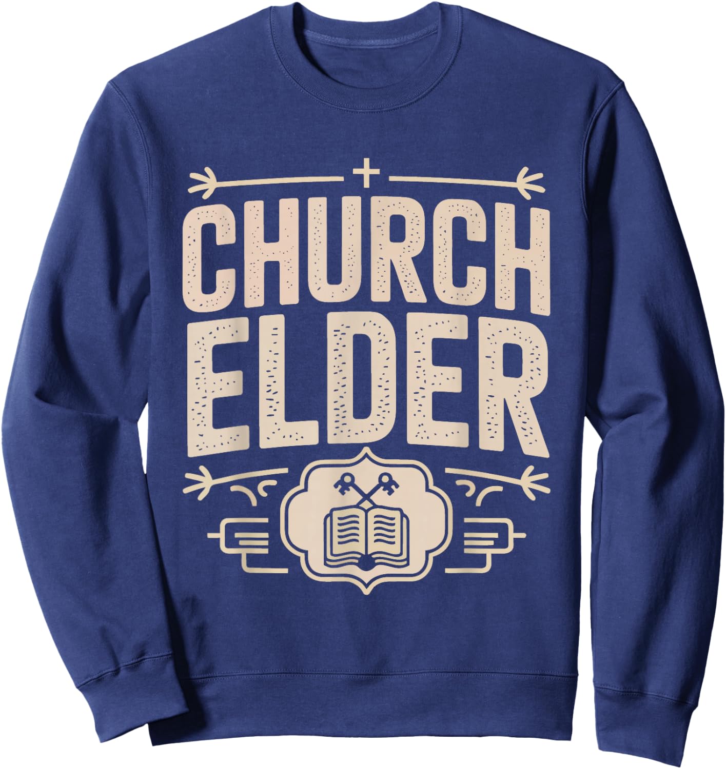Deacon Church Elder Vintage Badge Cross Identity Christian Sweatshirt - Sweatshirt | Navy