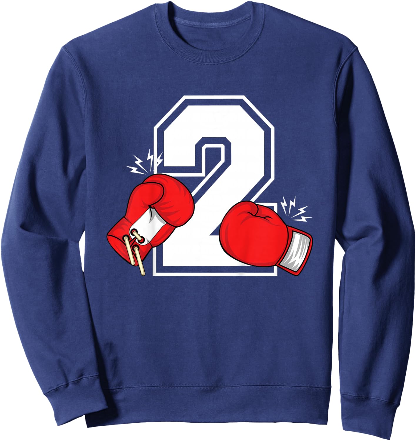 Kids 2nd Birthday Boxing Boy 2 Year Old Boxer Bday Party Sweatshirt - Sweatshirt | Navy