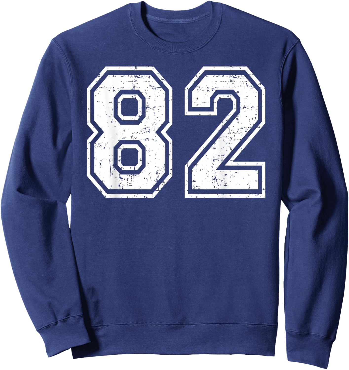 82 Number Eighty-Two Team Sports Grunge Varsity Matching Sweatshirt - Sweatshirt | Navy
