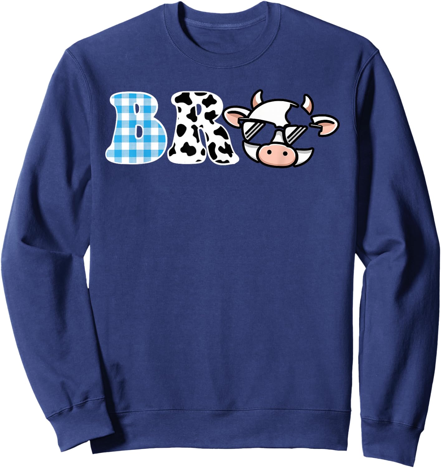 Bro Cow Theme Birthday Party Brother Matching Family Sweatshirt - Sweatshirt | Navy