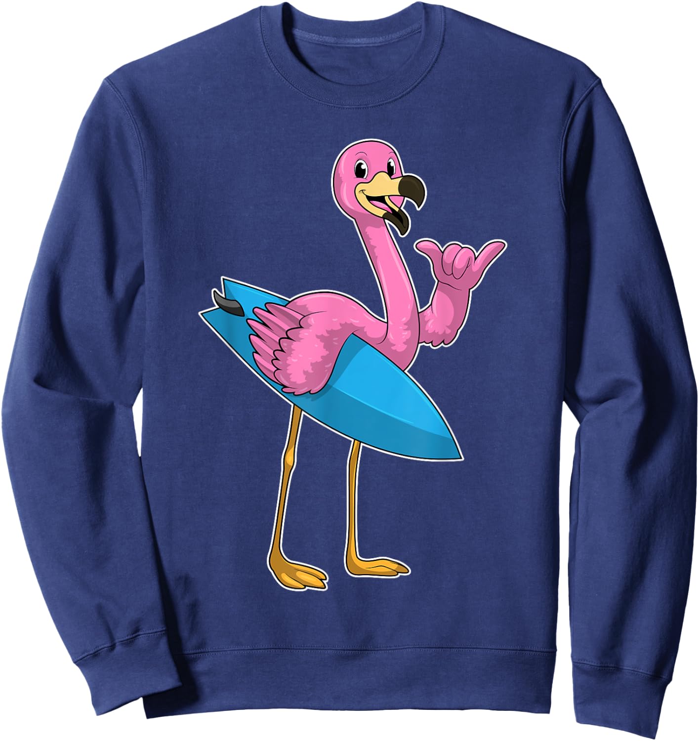 Flamingo Surfing Surfboard Summer Sweatshirt - Sweatshirt | Navy