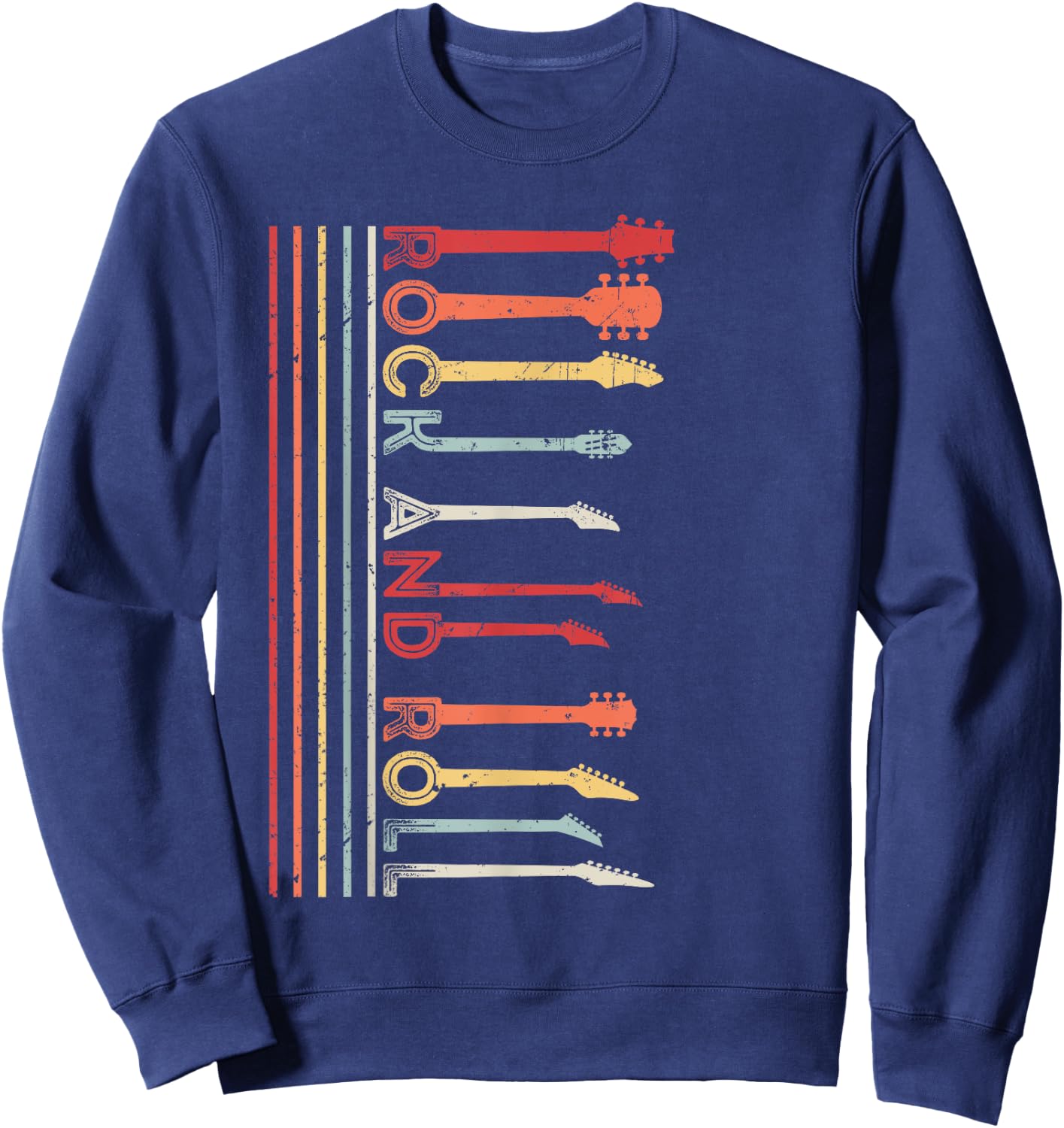 Rock And Roll Vintage For Concert Band, Rock Music Lover Sweatshirt - Sweatshirt | Navy
