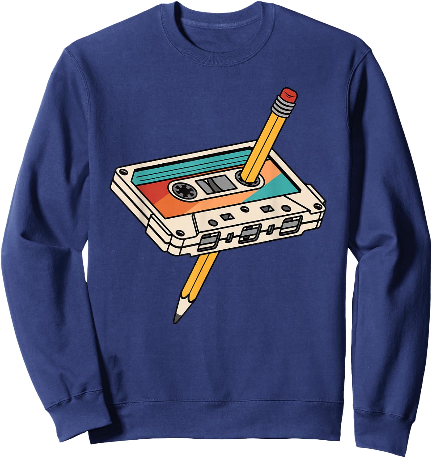 80s 90s Retro Party Outfit Cassette Vintage Women Men Sweatshirt - Sweatshirt | Navy