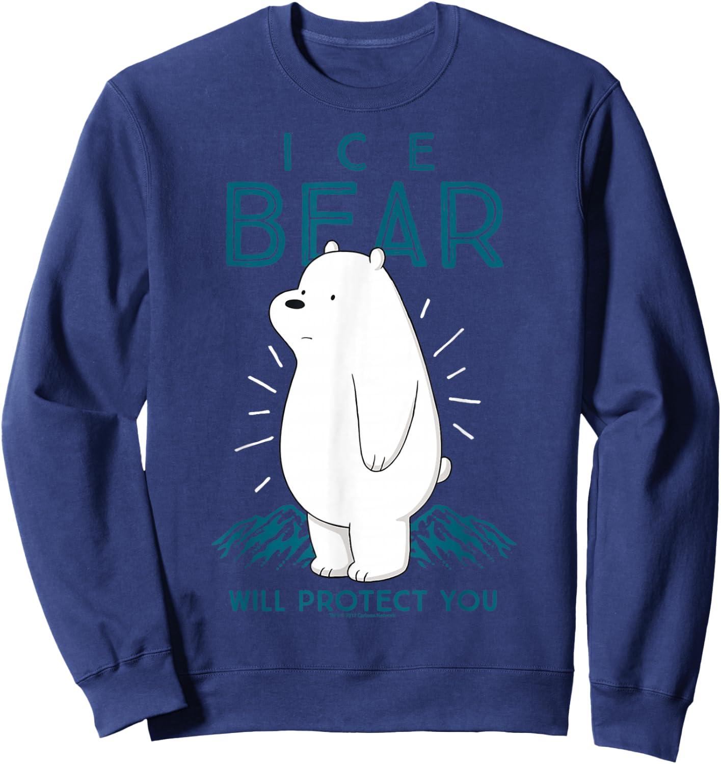 CN We Bare Bears Ice Bear Will Protect You Graphic Sweatshirt - Sweatshirt | Navy