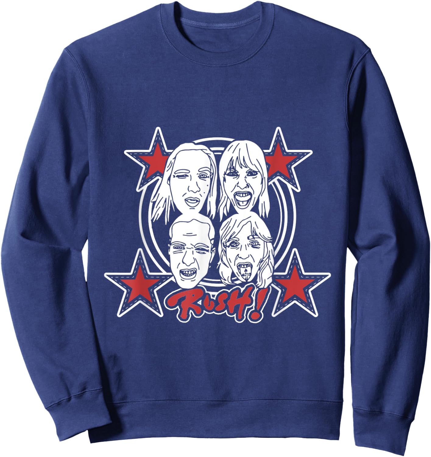 Måneskin RUSH! Faces & Red Starz , Black, S Sweatshirt - Sweatshirt | Navy