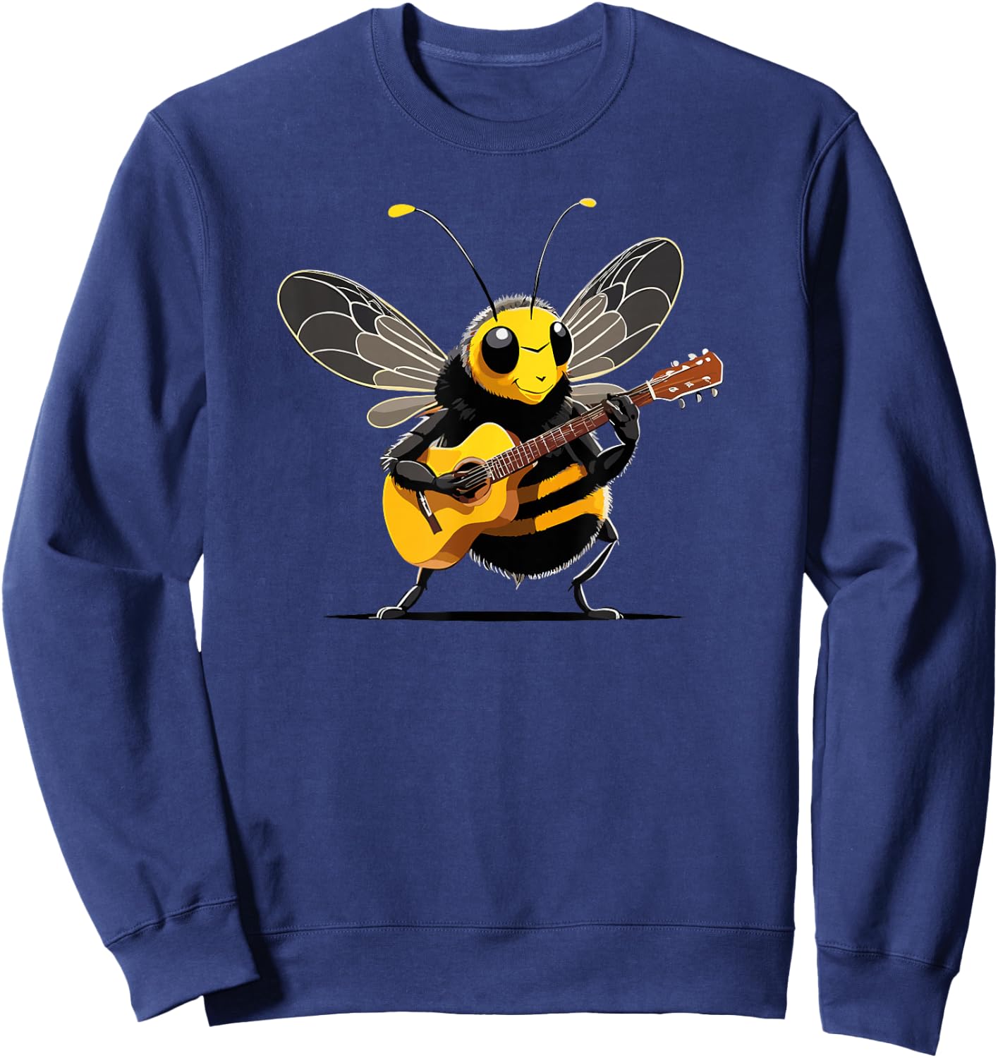 Bee playing Acoustic Guitar, Bee Guitarist Sweatshirt - Sweatshirt | Navy