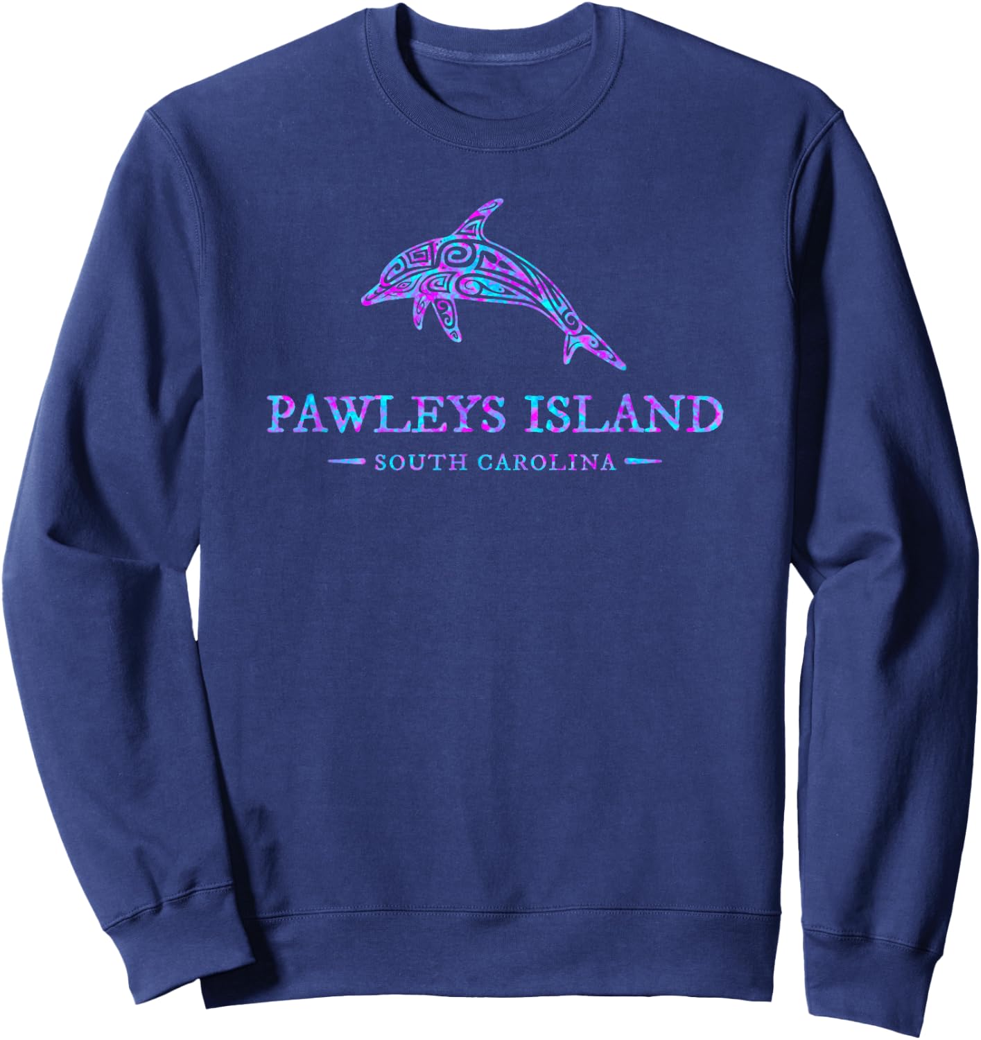Pawleys Island South Carolina Colorful Dolphin Girls Boys Sweatshirt - Sweatshirt | Navy