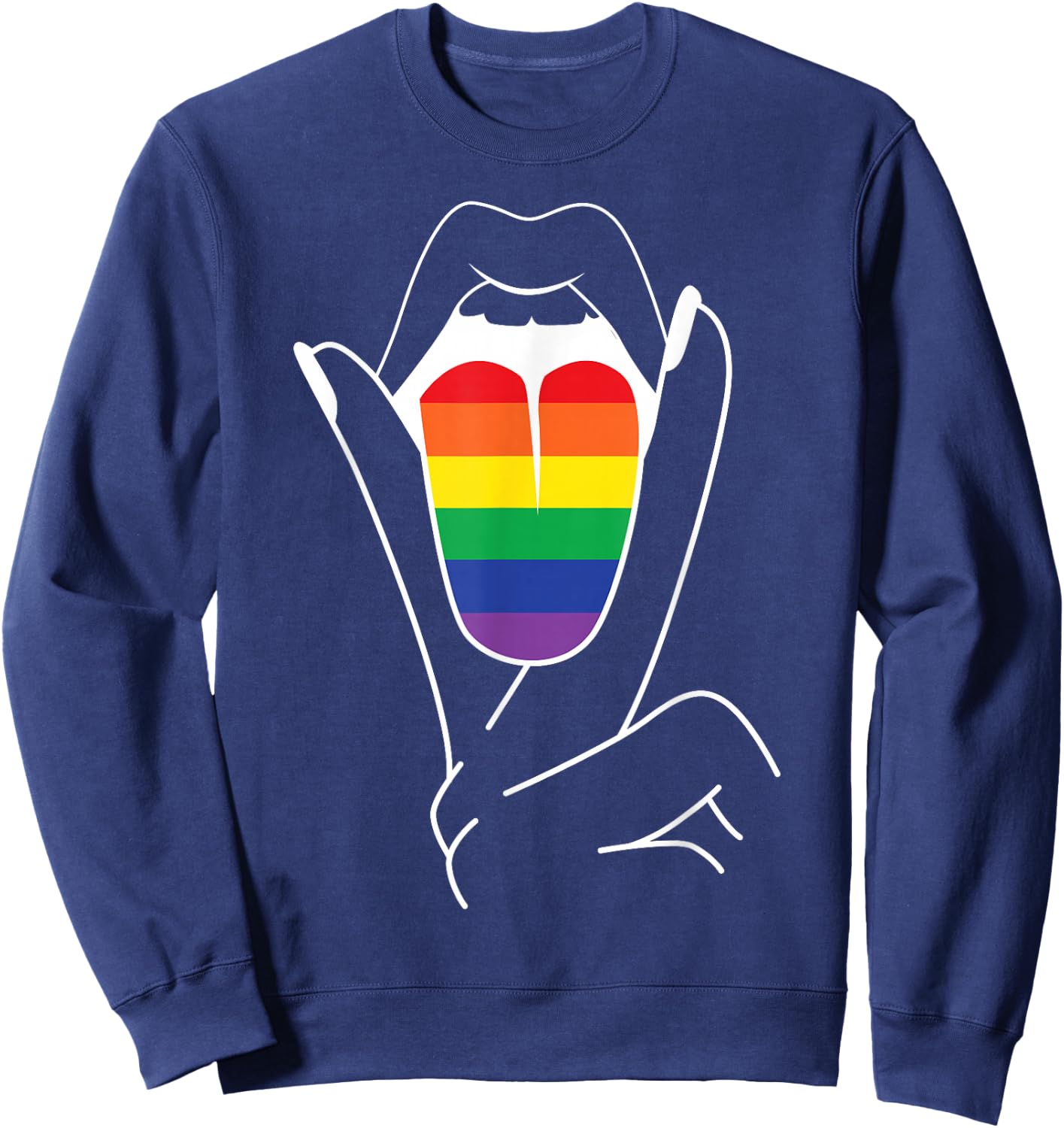 Rainbow Pride Tongue Adult Gay Party Lesbian Queer CSD LGBT Sweatshirt - Sweatshirt | Navy