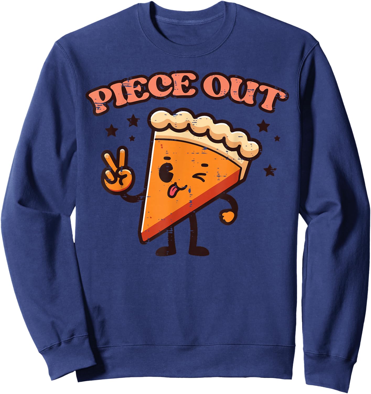 Thanksgiving Pumpkin Pie Piece Out Retro Fall Women Men Kids Sweatshirt - Sweatshirt | Navy