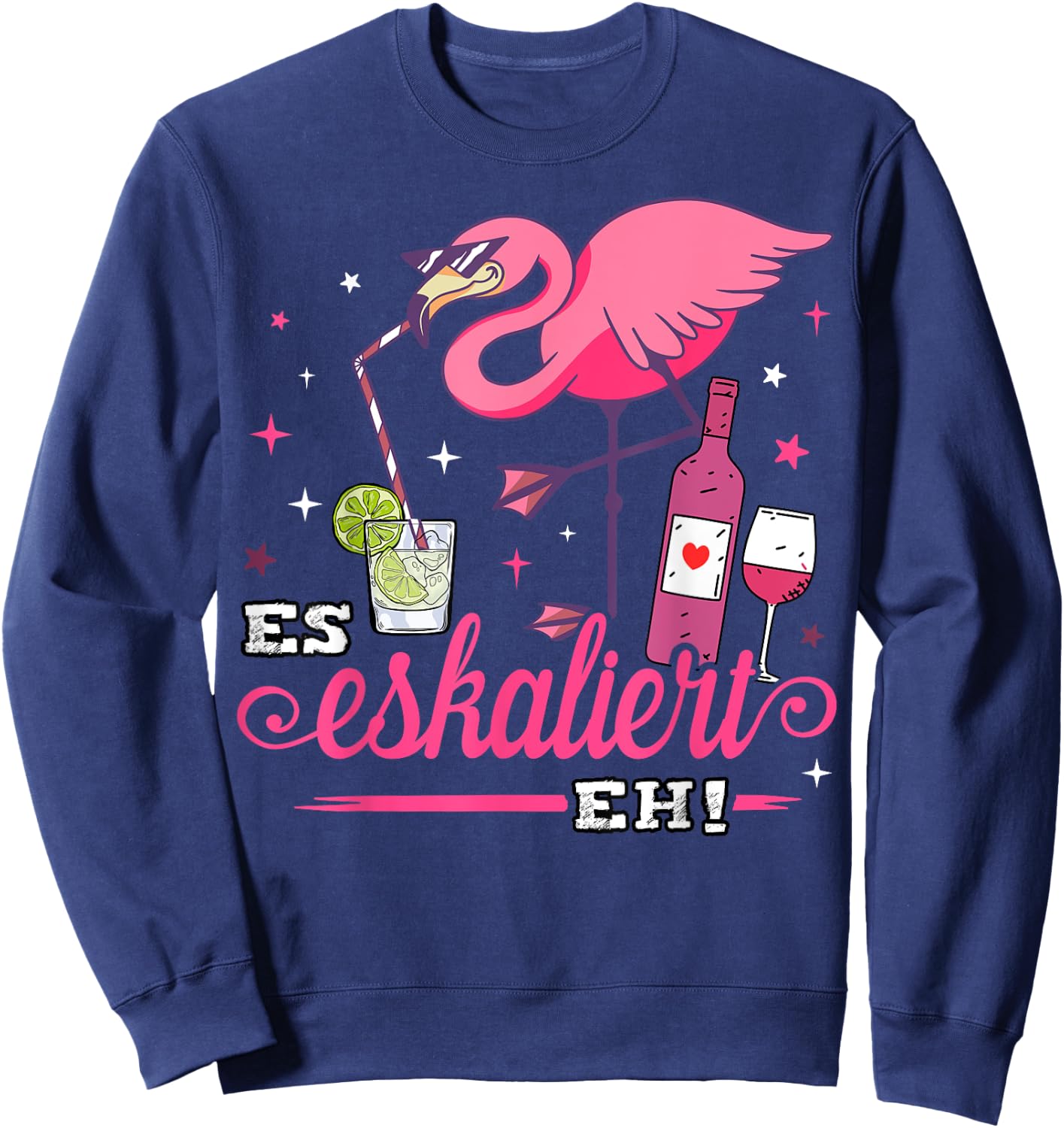 Es eskaliert eh Flamingo Kostüm Malle Party Outfit Frau JGA Sweatshirt - Sweatshirt | Navy