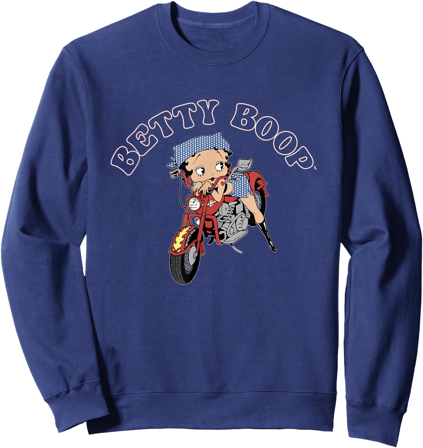 Betty Boop 4th Of July Red White & Biker Betty Sweatshirt - Sweatshirt | Navy