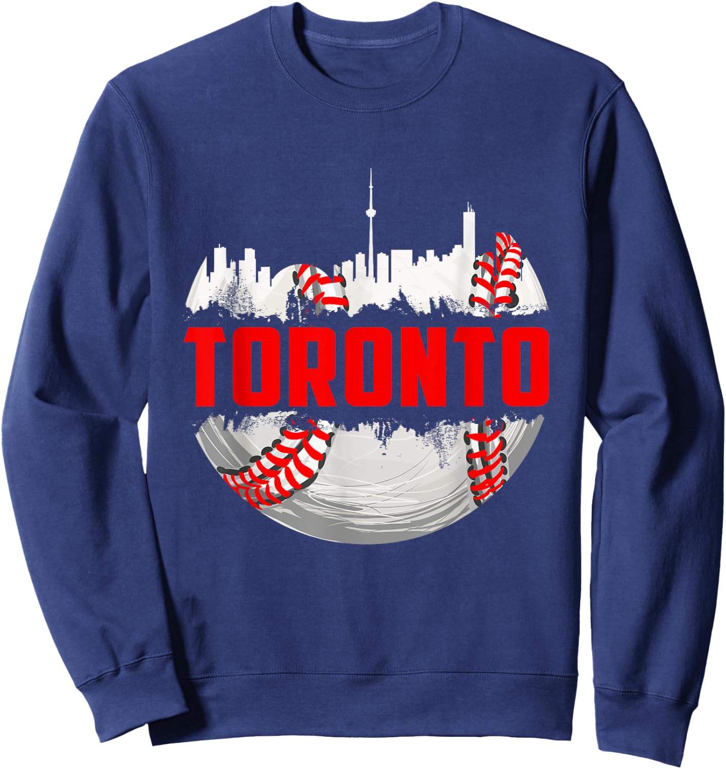 Toronto Cityscape Vintage Baseball Women Kids Sweatshirt - Sweatshirt | Navy