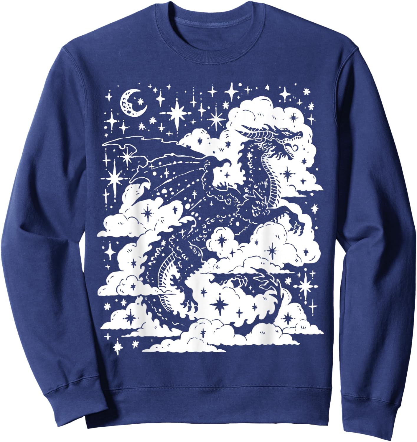 Dark Academia Fantasy Dragon | Book Lover Bookish Goblincore Sweatshirt - Sweatshirt | Navy