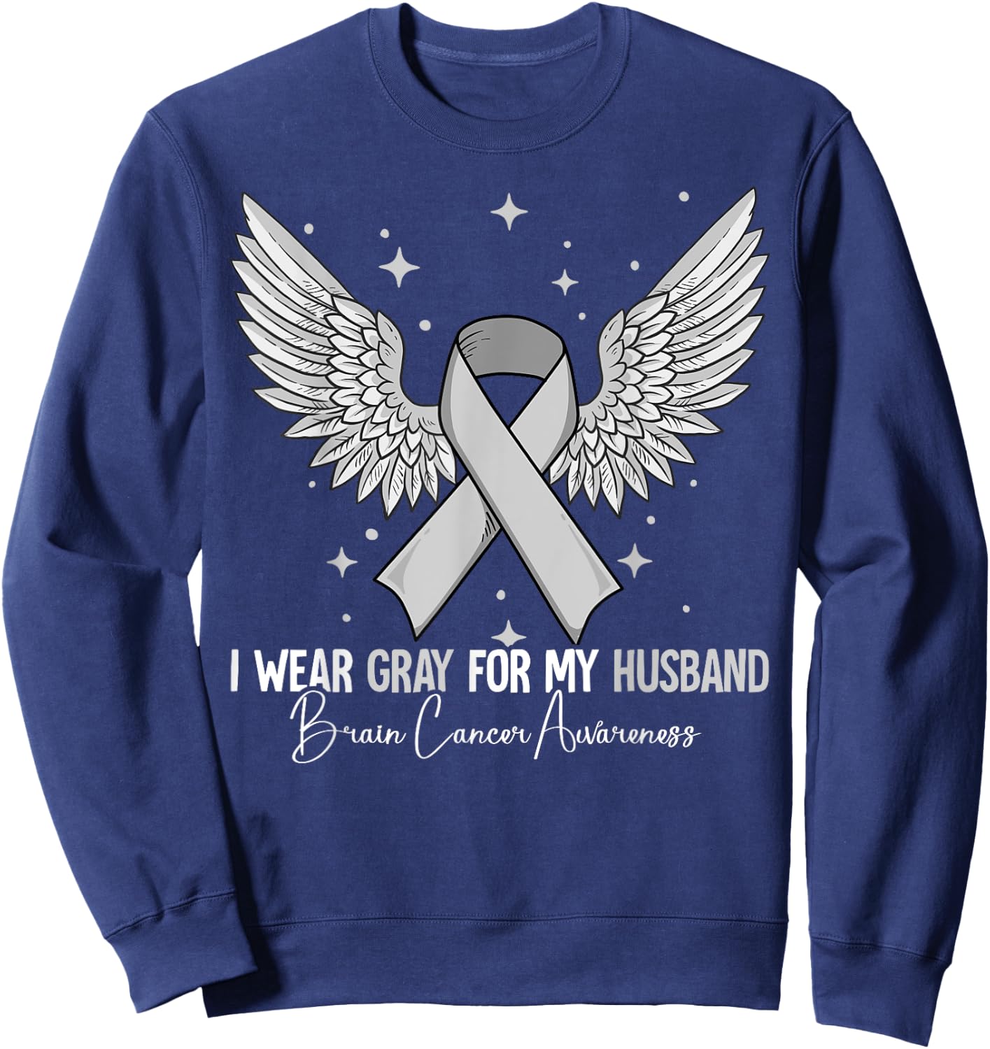 Husband Brain Cancer Awareness Sweatshirt - Sweatshirt | Navy
