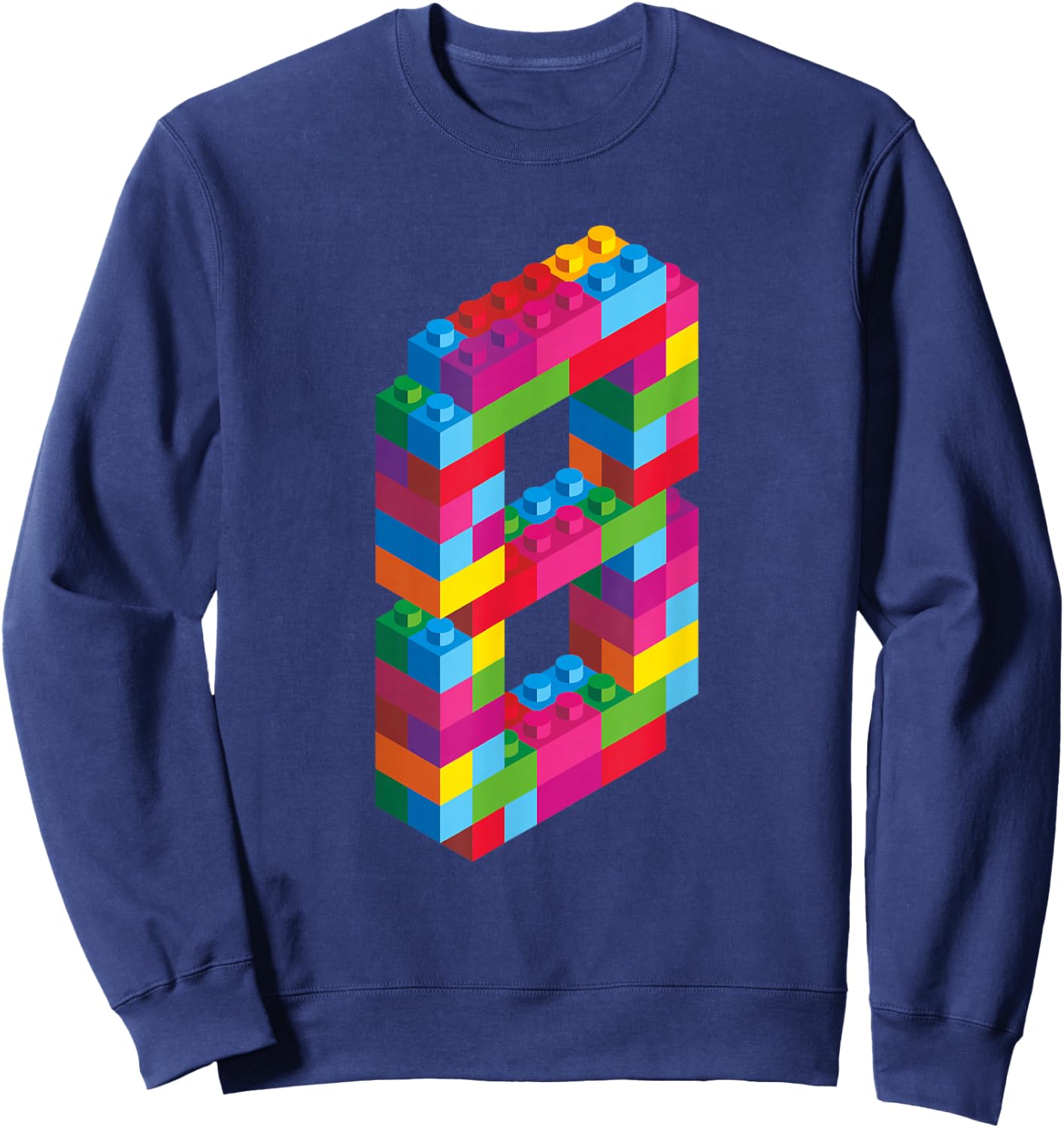 Children's 8 Years Old Building Blocks Birthday Bricks 8 , black Sweatshirt - Sweatshirt | Navy