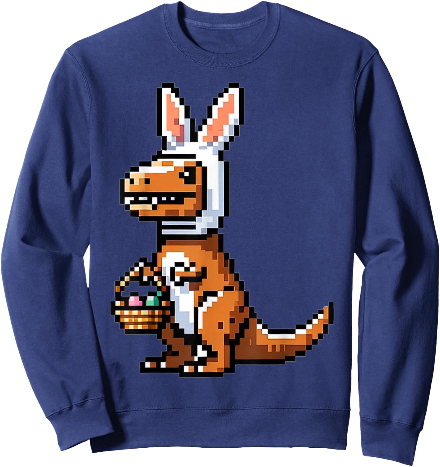 Verpixelter Dino Osterhase T-Rex Frohe Ostern Videospieler Sweatshirt - Sweatshirt | Navy
