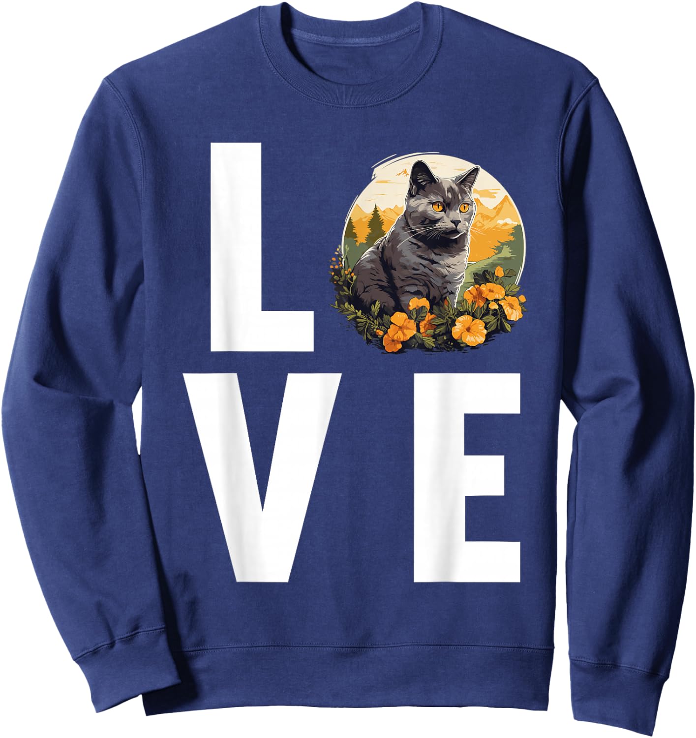 Chartreux Cats Chartreux Cat Sweatshirt - Sweatshirt | Navy