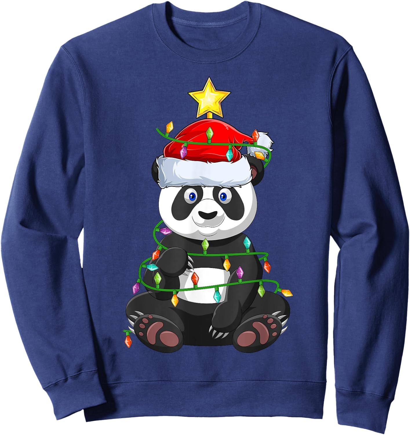 Panda Xmas Tree Lighting Santa Panda Christmas Sweatshirt - Sweatshirt | Navy
