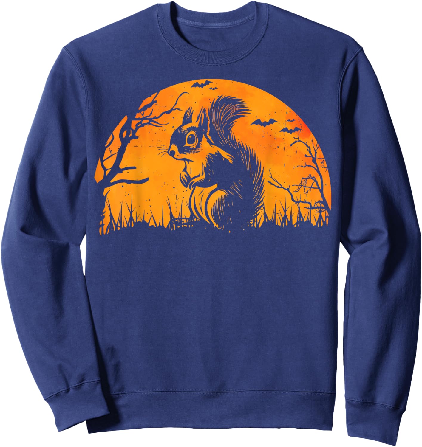 Funny Squirrel Halloween Silhouette Spooky Squirrel Lover Sweatshirt - Sweatshirt | Navy