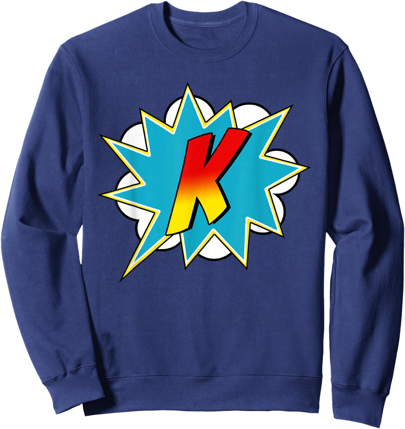 Letter K Superhero Name Comic Letter Retro Costume Sweatshirt - Sweatshirt | Navy