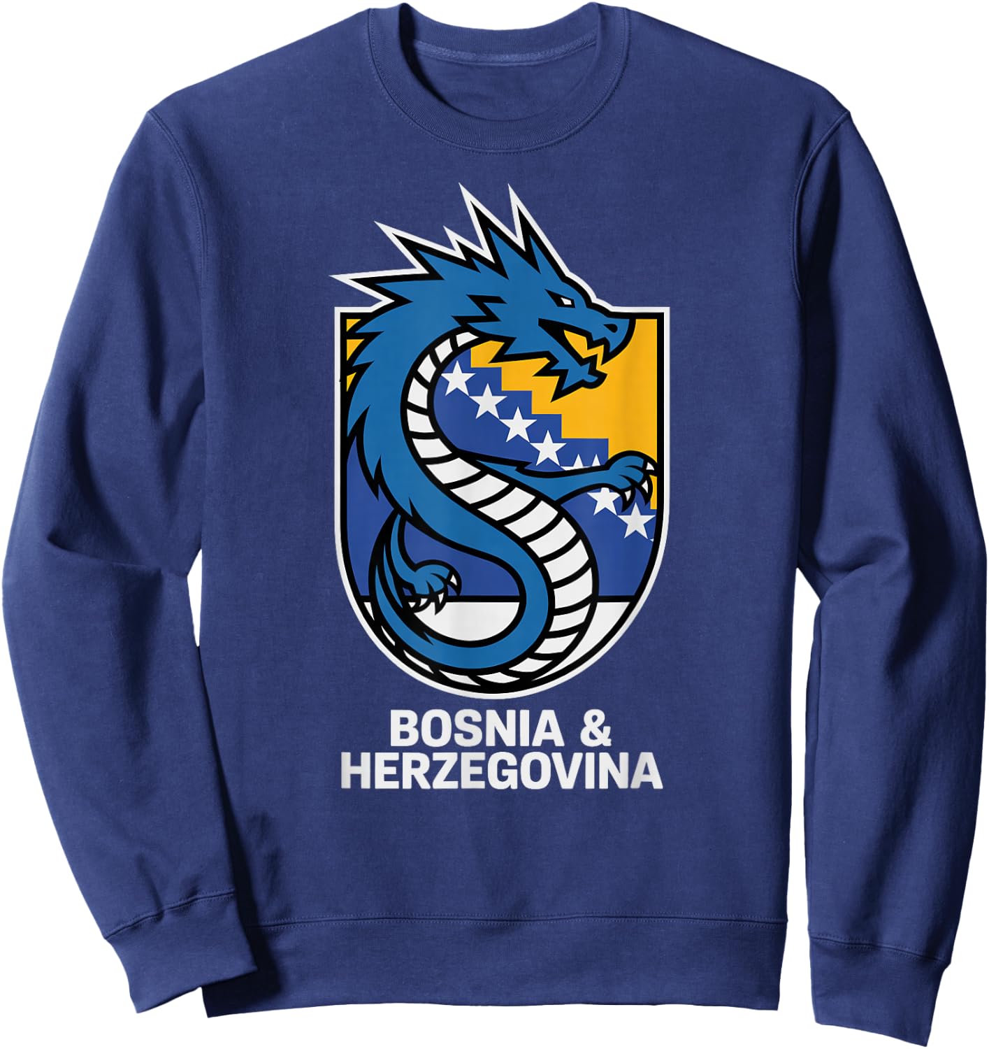 Proud Dragon Bosnia Herzegovina Country Favorite Cheer Flag Sweatshirt - Sweatshirt | Navy