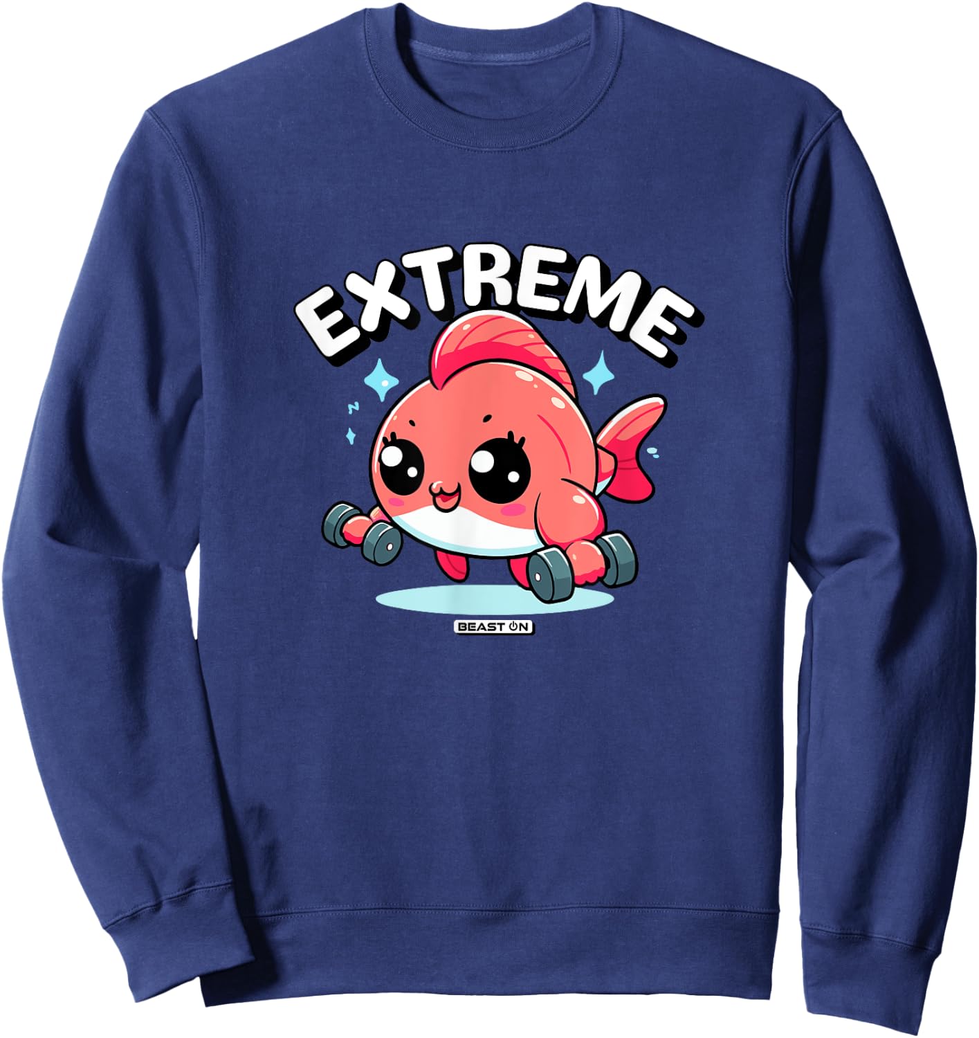 Extreme Fish Funny Workout Fitness Cute Women , Black, S Sweatshirt - Sweatshirt | Navy