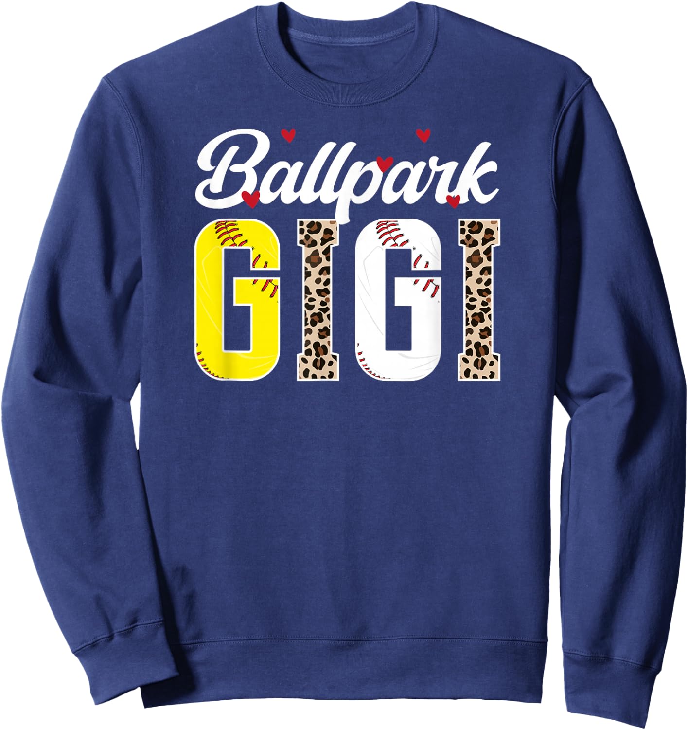 Ballpark Gigi Leopard Baseball Softball Gigi Grandma Sweatshirt - Sweatshirt | Navy