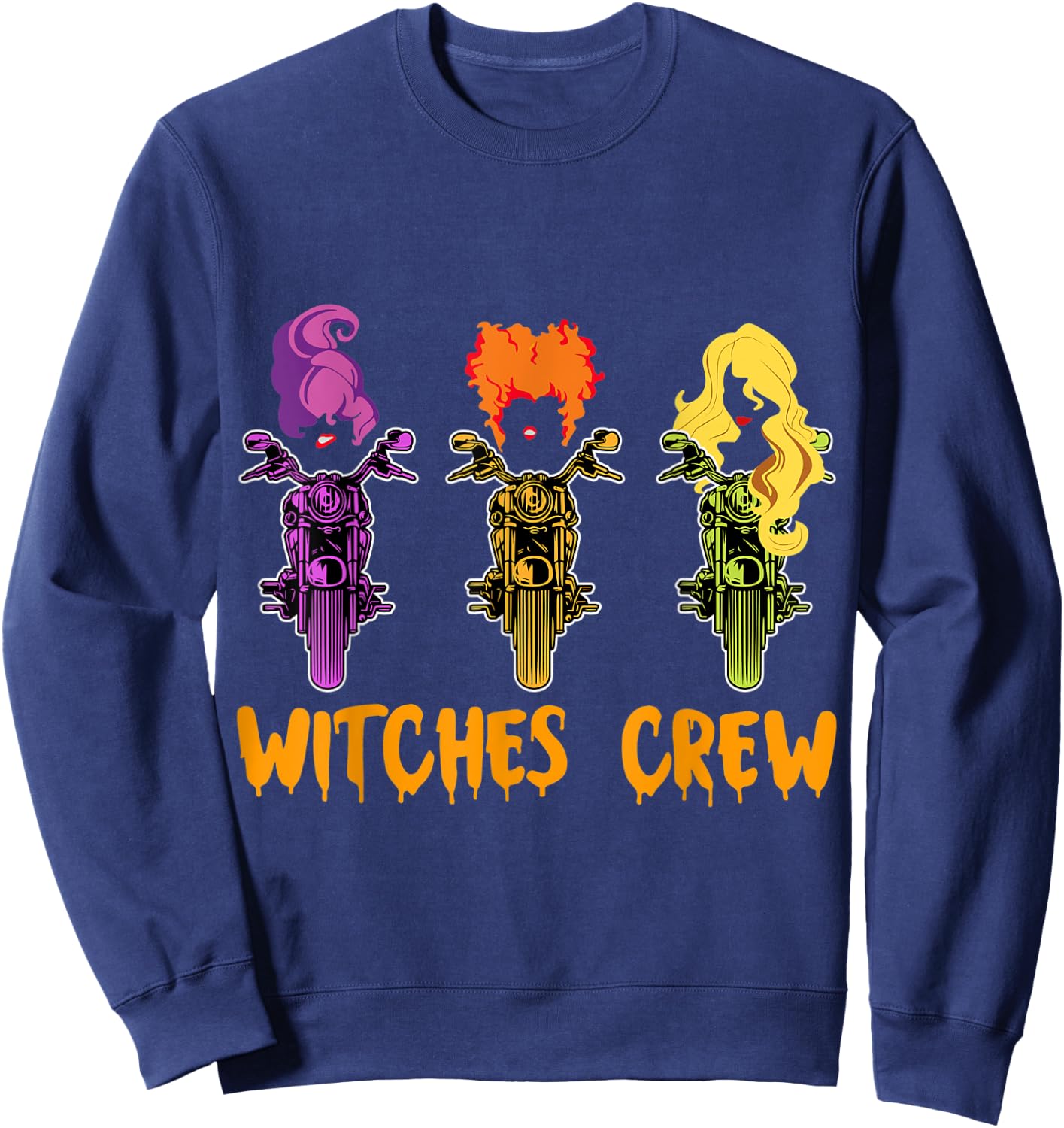 Witches Crew With Chopper Motorcycle for Halloween Sweatshirt - Sweatshirt | Navy