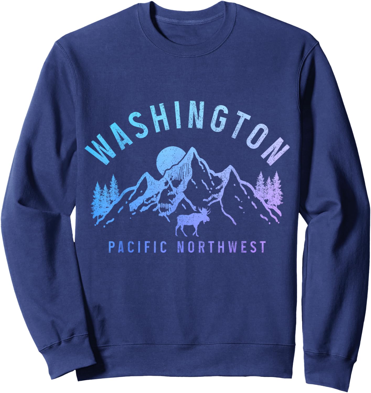 Washington Moose Hiking Nature PNW Sweatshirt - Sweatshirt | Navy