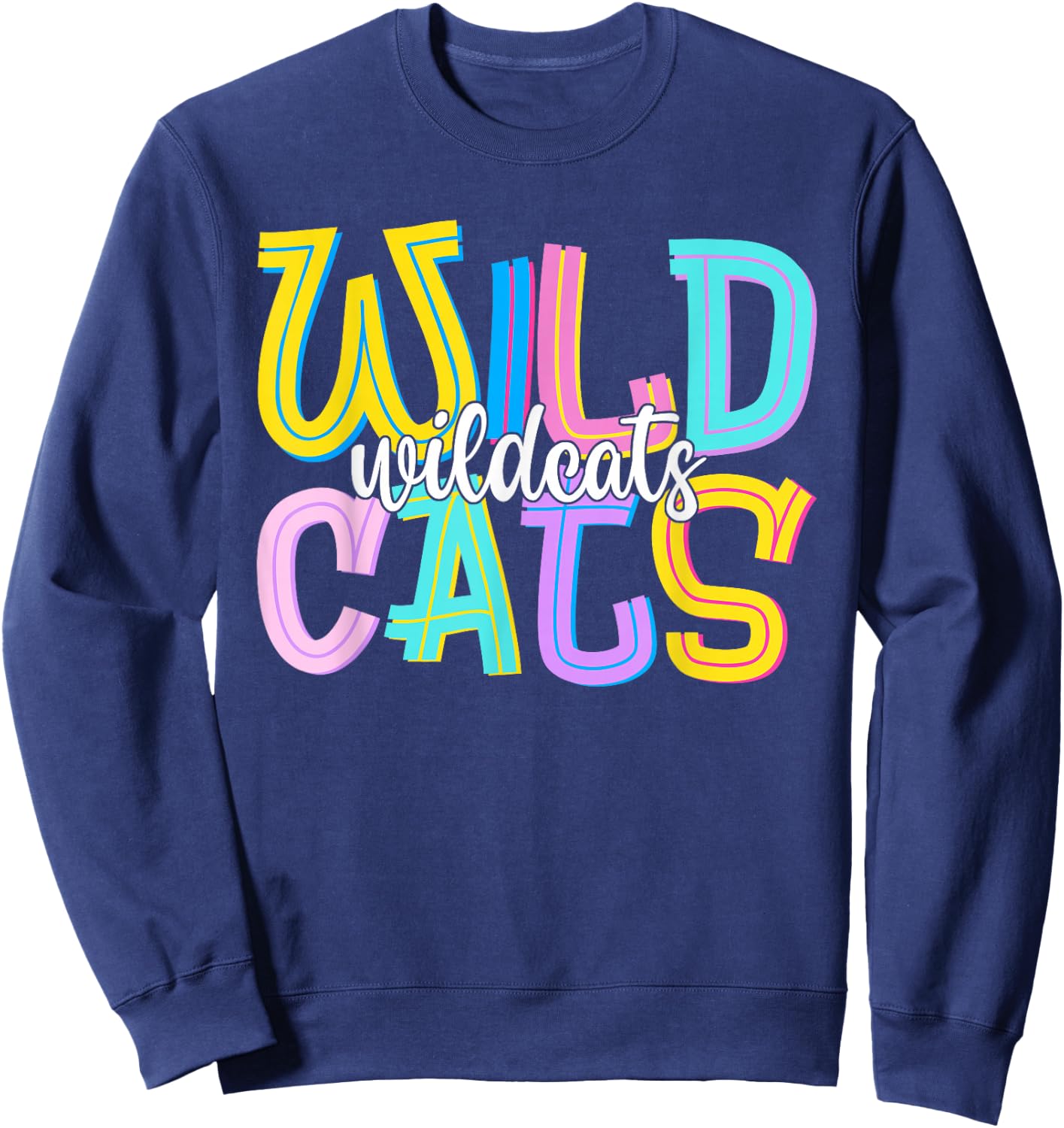 Wildcats School Spirit Groovy Back to School Girls Sweatshirt - Sweatshirt | Navy