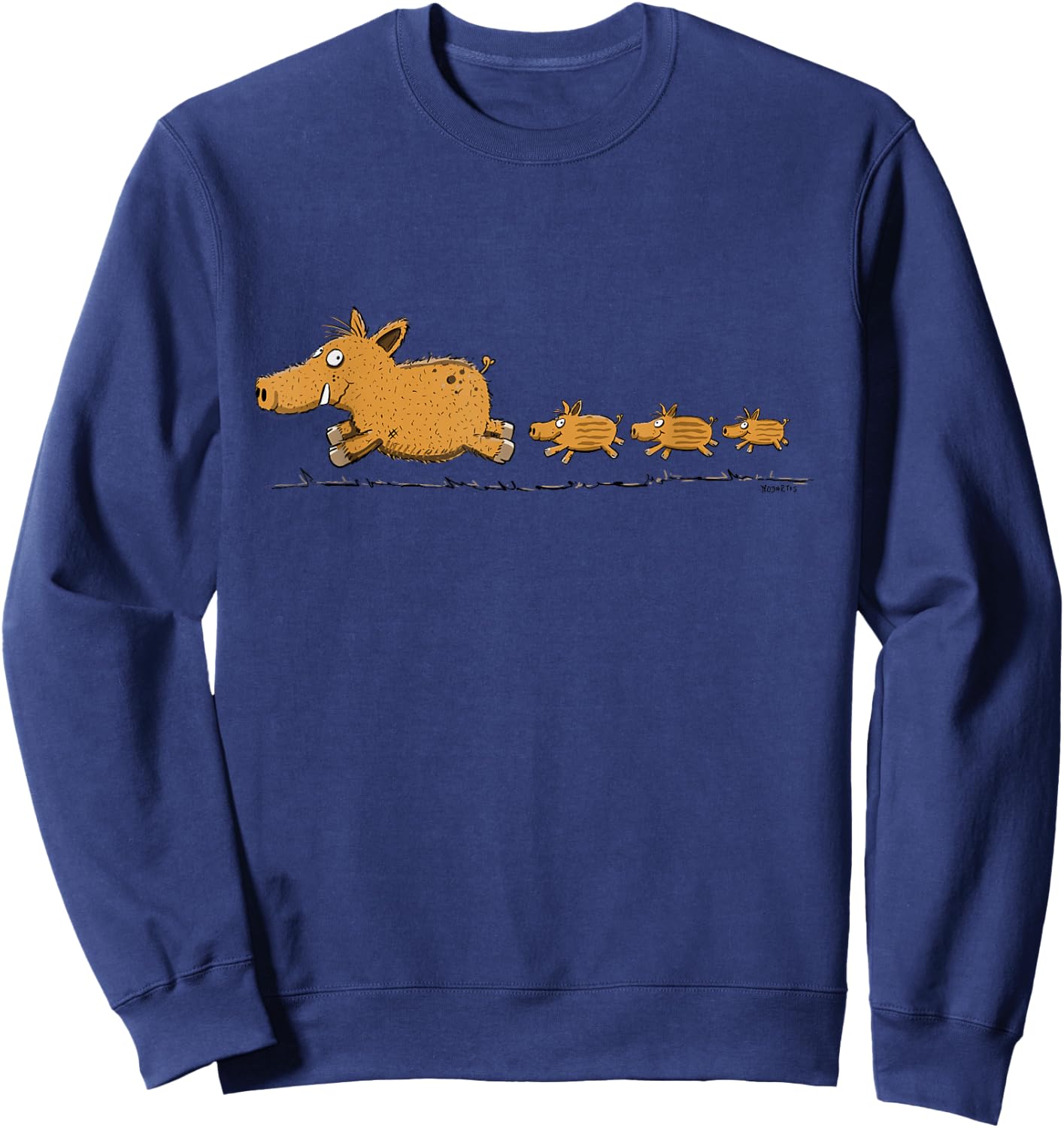Lustiges Wildschwein Motiv mit Frischlingen Cartoon Waldtier Sweatshirt - Sweatshirt | Navy