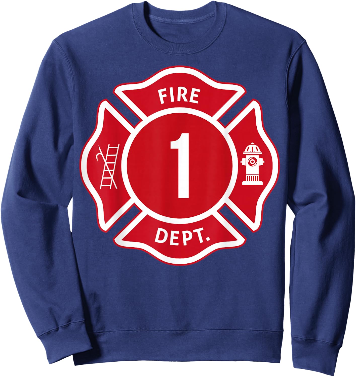 Kids Fire Truck 1st Birthday Boy Firefighter 1 Year Old Sweatshirt - Sweatshirt | Navy