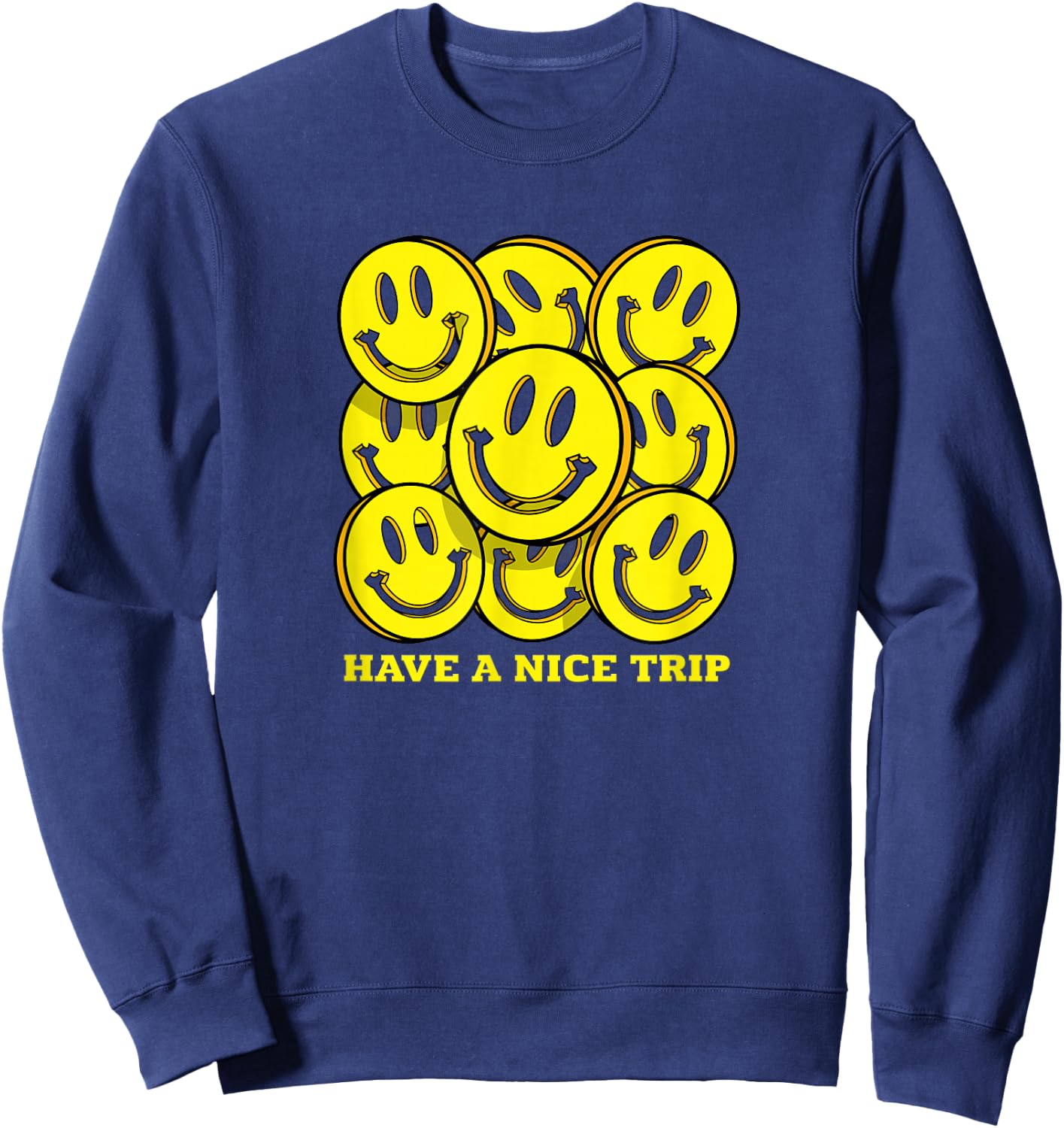 Tech Party, EDM Event, Acid House Smile, Bon Voyage , Black, S Sweatshirt - Sweatshirt | Navy