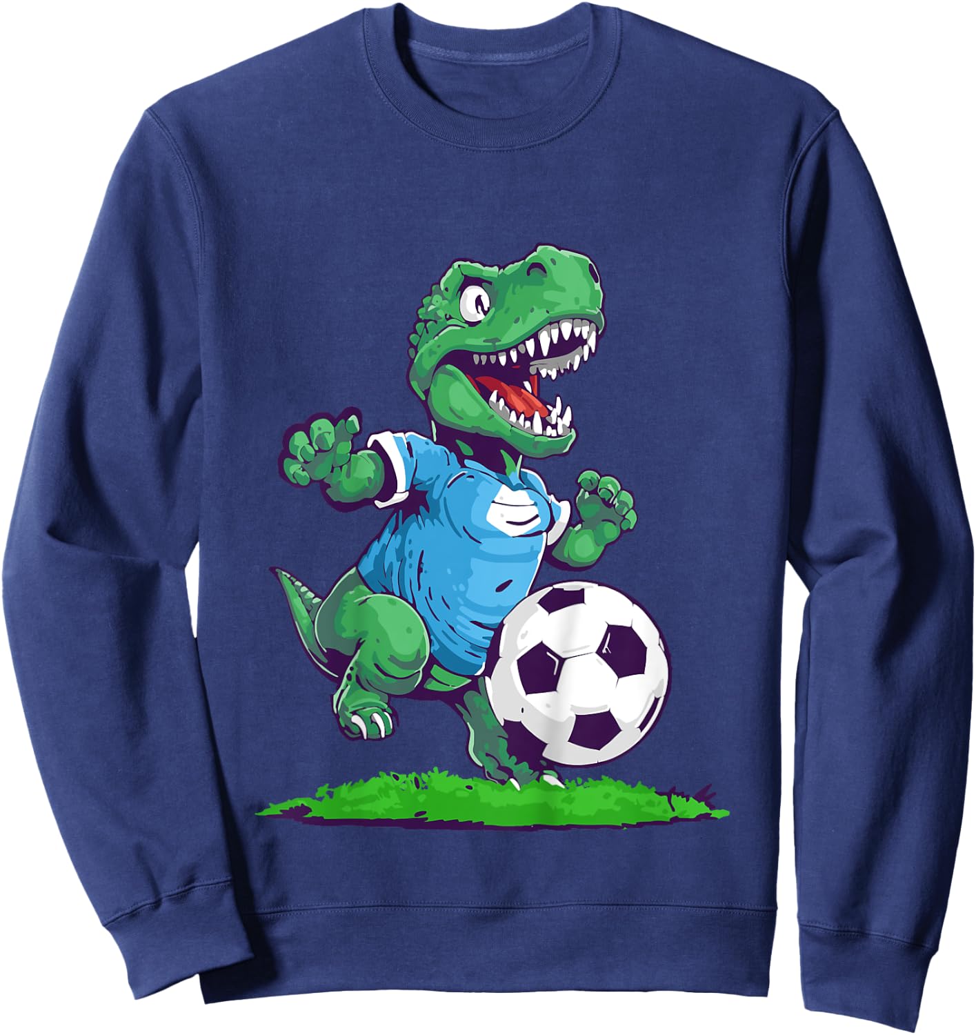 Dinosaurier-Fußball, lustiger Dino Sweatshirt - Sweatshirt | Navy