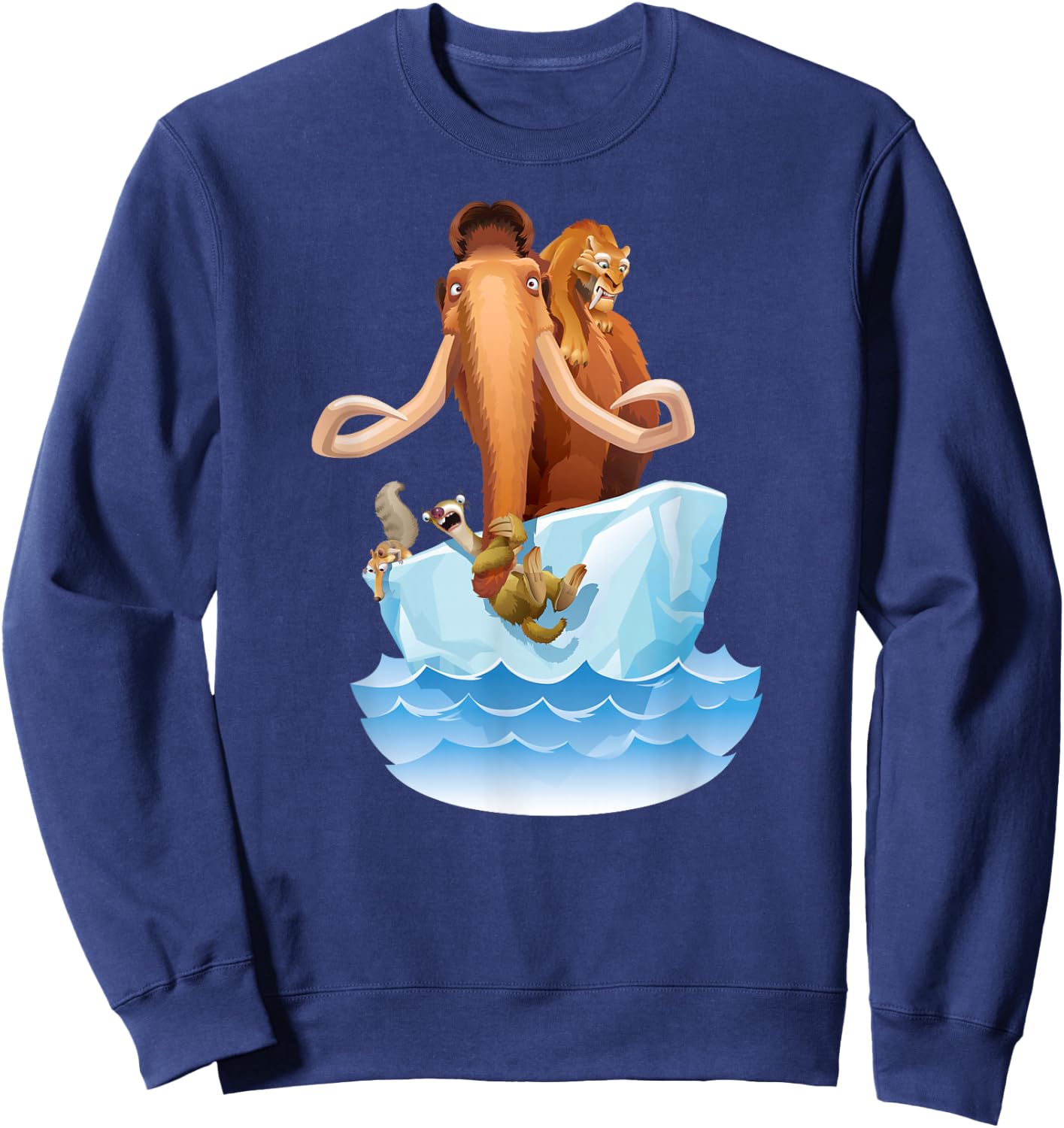 Ice Age Manfred Diego Sid and Scrat on Iceberg Sweatshirt - Sweatshirt | Navy
