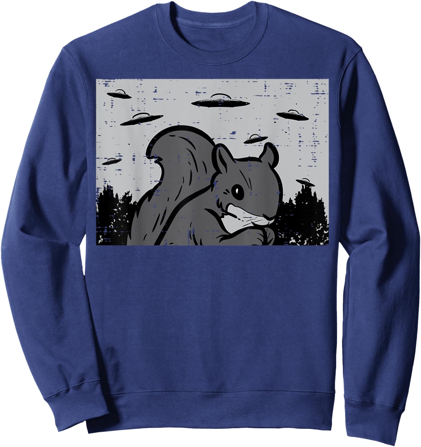Squirrel UFOs Alien Vintage Animal Rodent Men Women Kids Sweatshirt - Sweatshirt | Navy