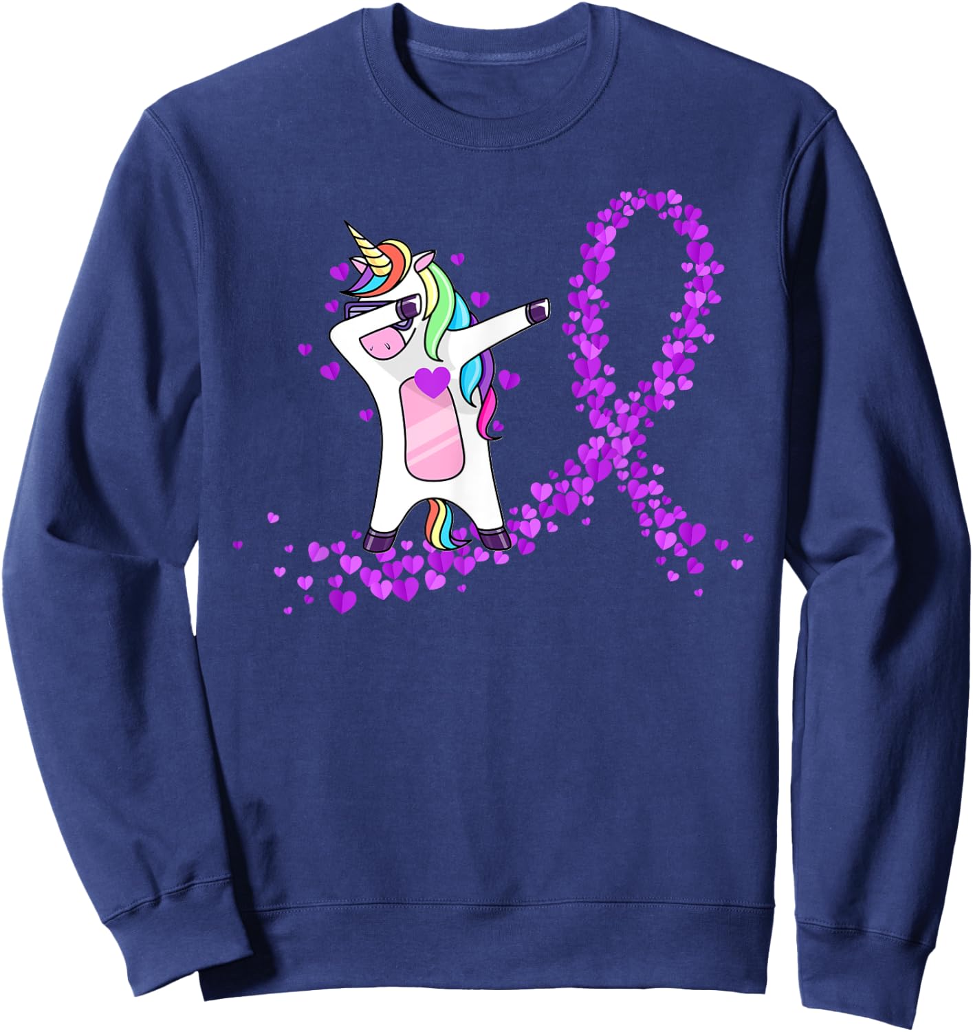 Funny Unicorn Purple Lupus Awareness Lupus Warrior Sweatshirt - Sweatshirt | Navy