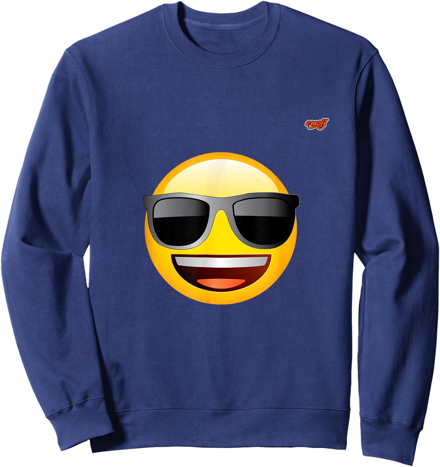 emoticon happy face sunglasses , Black, S Sweatshirt - Sweatshirt | Navy