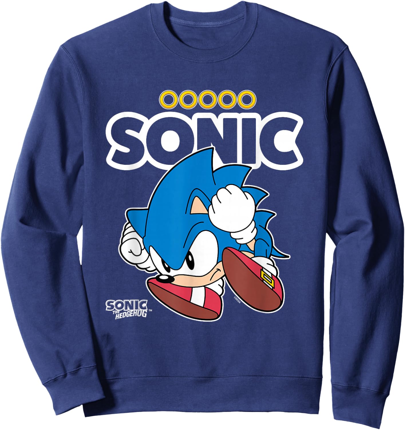 Sonic The Hedgehog Sonic Crawled Up In A Ball Retro Shot Sweatshirt - Sweatshirt | Navy
