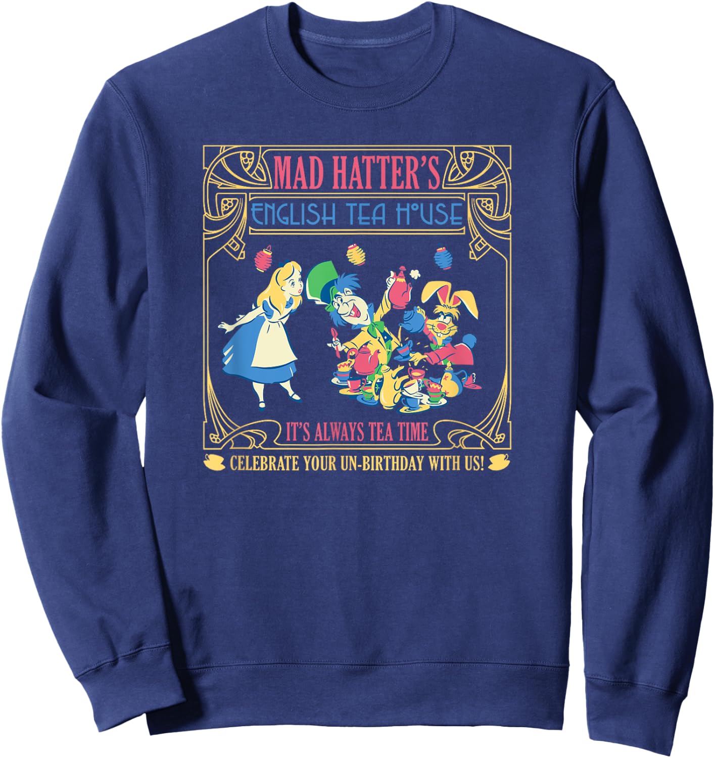 Disney Alice in Wonderland Mad Hatter's English Tea House Sweatshirt - Sweatshirt | Navy